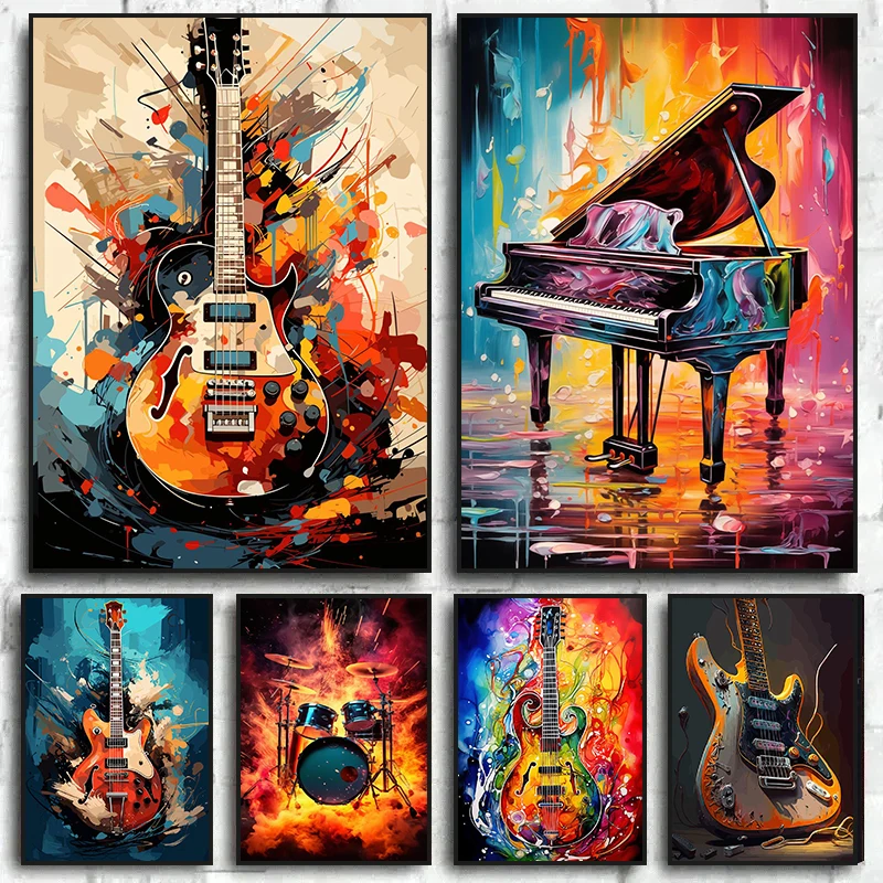 لوحات فنية تجريدية ملونة لآلات - مراجعة Picture Of Musical Instrument وسعره