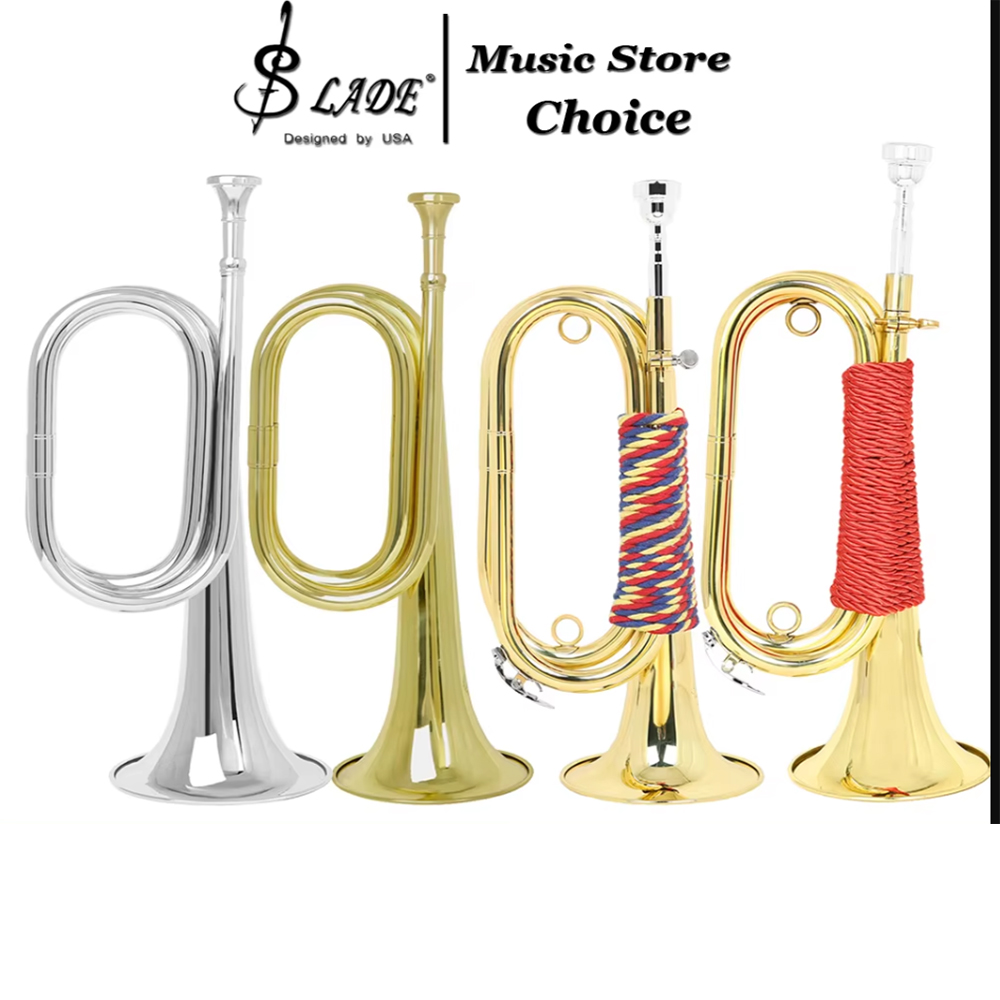 بوق صغير من النحاس الذهبي بدرج - مراجعة Musical Instrument Bugle وسعره